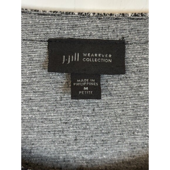 J JILL Wearever Black White 3-Hook Closure Cardigan Medium Lightweight Stretch - Picture 2 of 12